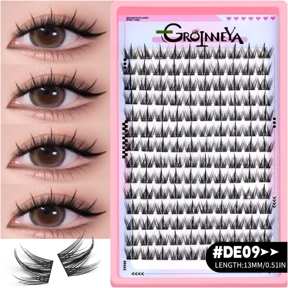 GROINNEYA Sweet Women s Group Korean style single cluster false eyelashes natural pure sweet girl black stem with eyeliner eyelashes