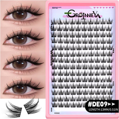 GROINNEYA Sweet Women s Group Korean style single cluster false eyelashes natural pure sweet girl black stem with eyeliner eyelashes