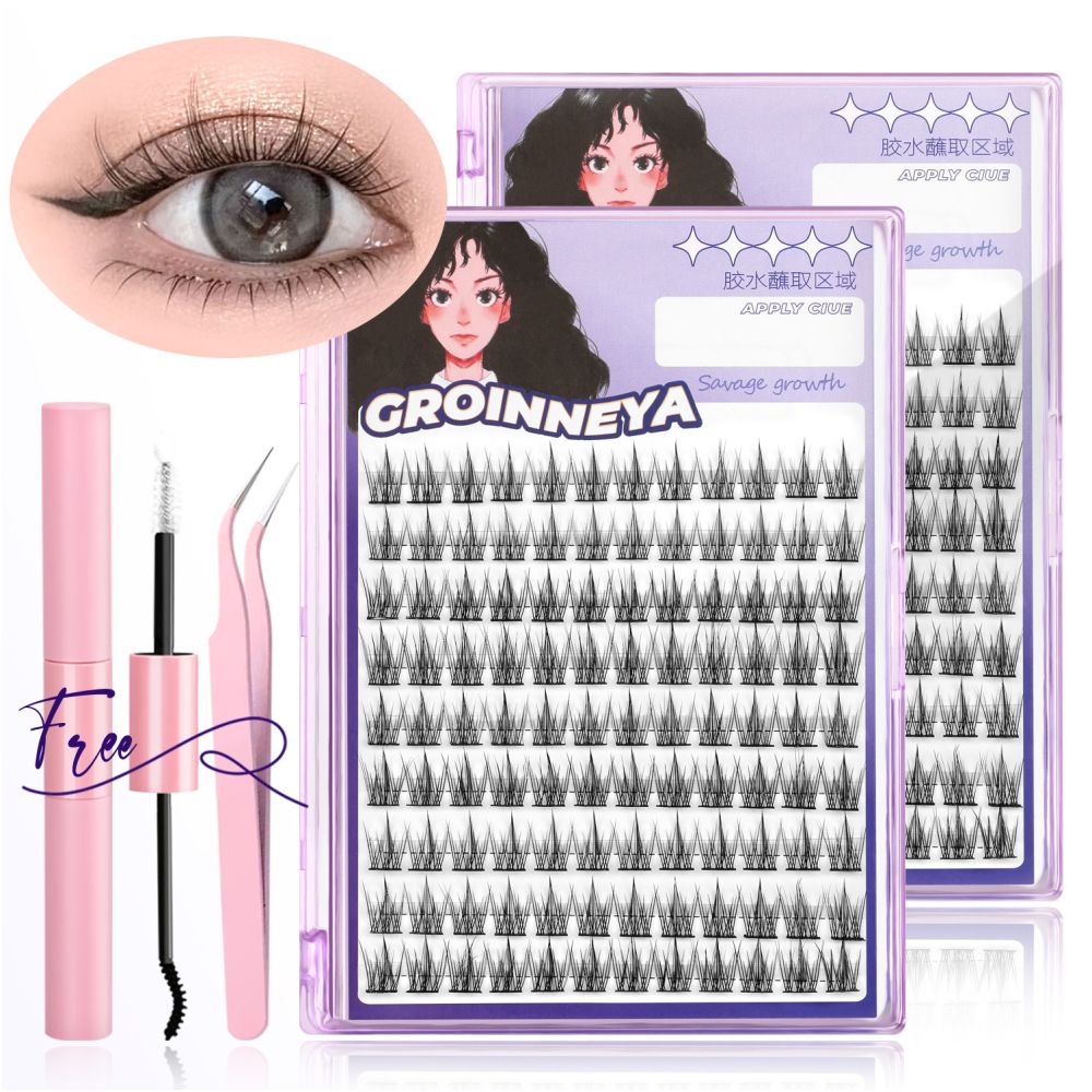 GROINNEYA Peacock Tail Eyelash Girl Group Same Style Single Cluster Eyelash Natural Korean Manga Style Natural Makeup Heart Machine image 0
