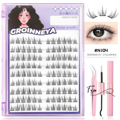 GROINNEYA Peacock Tail Eyelash Girl Group Same Style Single Cluster Eyelash Natural Korean Manga Style Natural Makeup Heart Machine