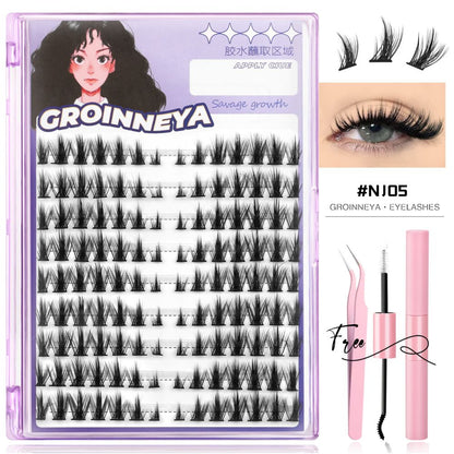 GROINNEYA Peacock Tail Eyelash Girl Group Same Style Single Cluster Eyelash Natural Korean Manga Style Natural Makeup Heart Machine