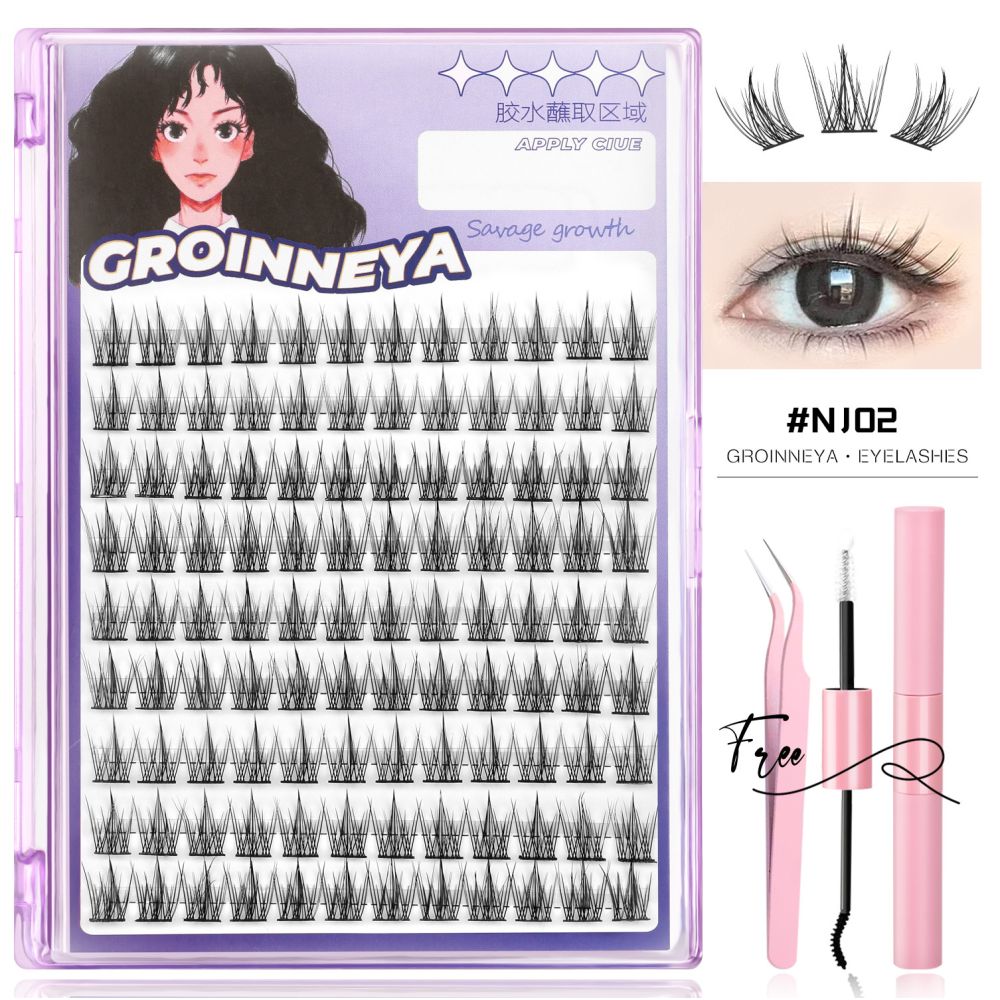 GROINNEYA Peacock Tail Eyelash Girl Group Same Style Single Cluster Eyelash Natural Korean Manga Style Natural Makeup Heart Machine