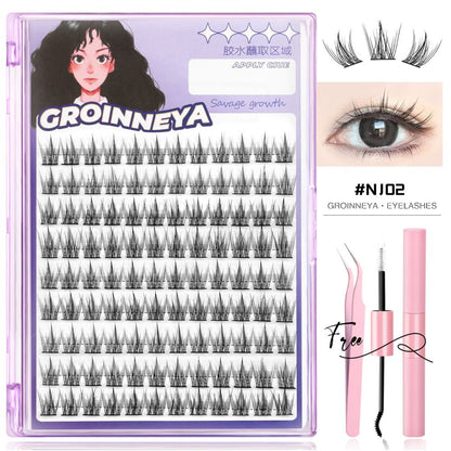 GROINNEYA Peacock Tail Eyelash Girl Group Same Style Single Cluster Eyelash Natural Korean Manga Style Natural Makeup Heart Machine