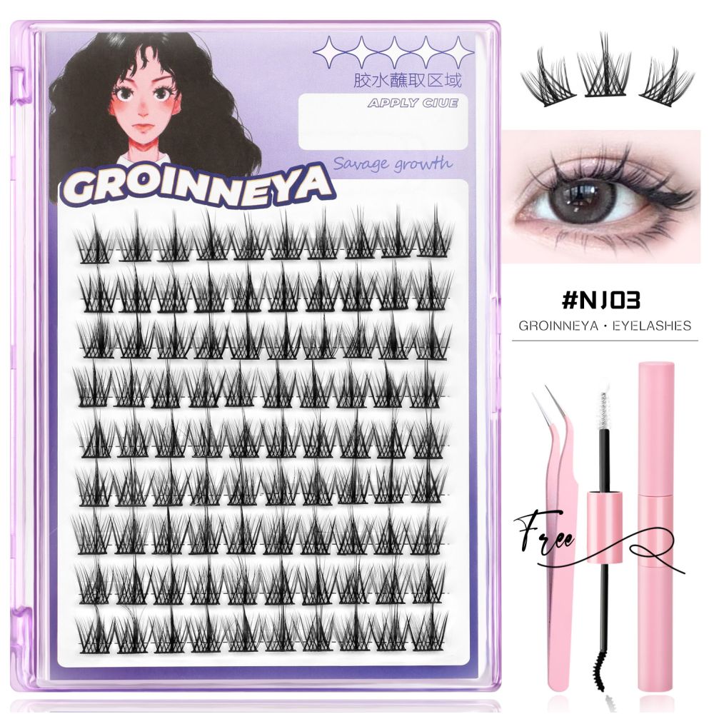 GROINNEYA Peacock Tail Eyelash Girl Group Same Style Single Cluster Eyelash Natural Korean Manga Style Natural Makeup Heart Machine