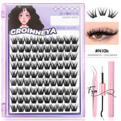 GROINNEYA Peacock Tail Eyelash Girl Group Same Style Single Cluster Eyelash Natural Korean Manga Style Natural Makeup Heart Machine