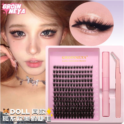 GROINNEYA Asian Segmented Eyelash Thick False Eyelash Pure Desire Manga Eye Adhesive Raincoat Tweezers image 5