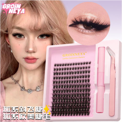 GROINNEYA Asian Segmented Eyelash Thick False Eyelash Pure Desire Manga Eye Adhesive Raincoat Tweezers image 0