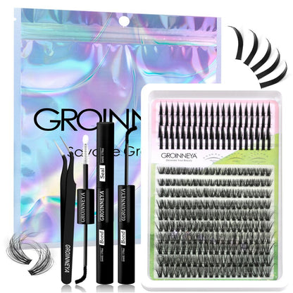 GROINNEYA Single Cluster Manga Eyelash Natural Simulation Thick Curly Asian Spicy Girl Style Daily Mixed Set image 3