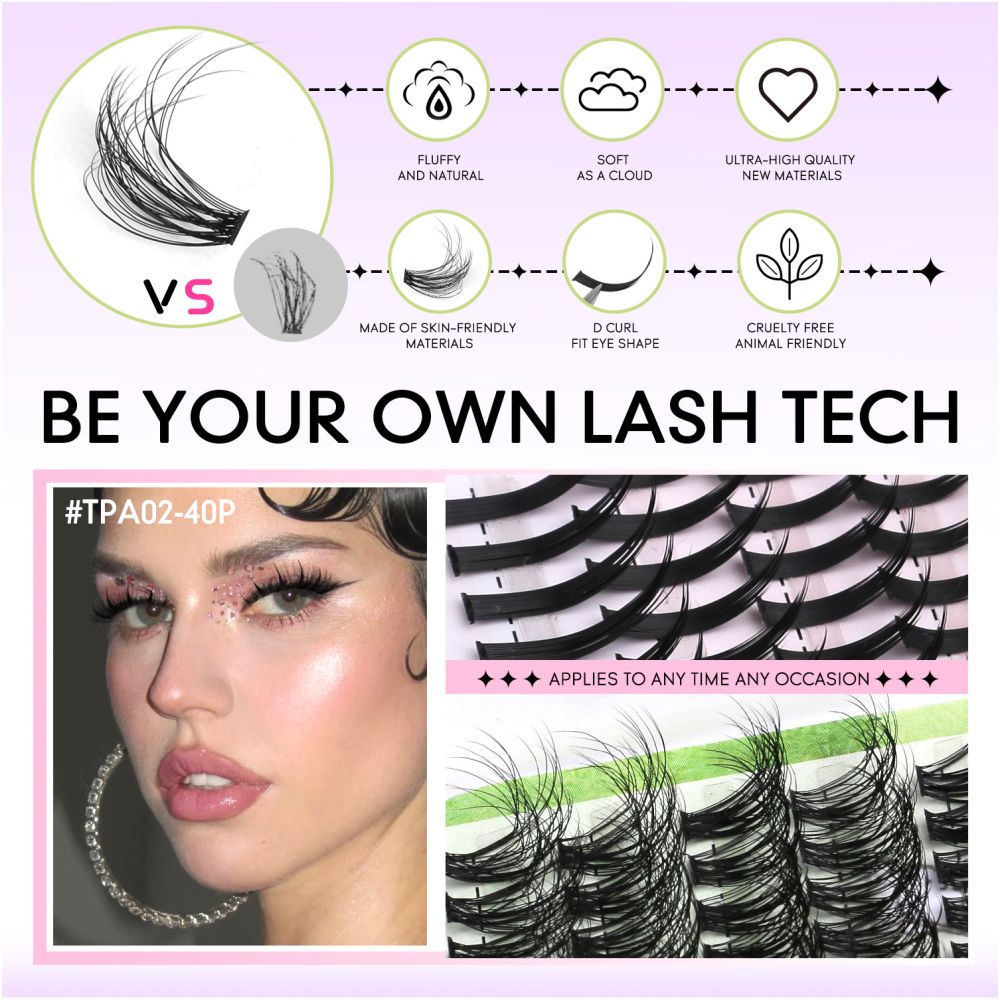 GROINNEYA Single Cluster Manga Eyelash Natural Simulation Thick Curly Asian Spicy Girl Style Daily Mixed Set image 4
