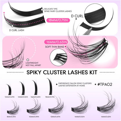 GROINNEYA Single Cluster Manga Eyelash Natural Simulation Thick Curly Asian Spicy Girl Style Daily Mixed Set image 5