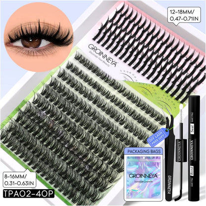 GROINNEYA Single Cluster Manga Eyelash Natural Simulation Thick Curly Asian Spicy Girl Style Daily Mixed Set
