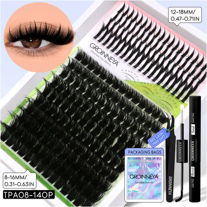 GROINNEYA Single Cluster Manga Eyelash Natural Simulation Thick Curly Asian Spicy Girl Style Daily Mixed Set