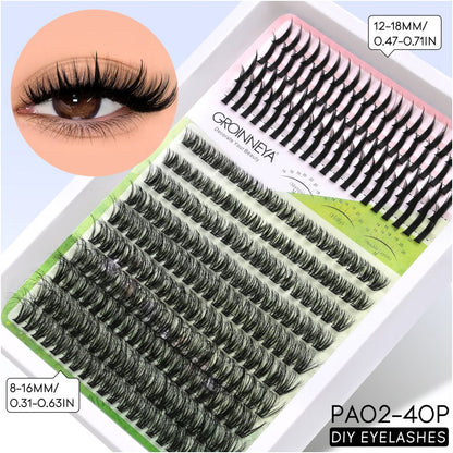 GROINNEYA Single Cluster Manga Eyelash Natural Simulation Thick Curly Asian Spicy Girl Style Daily Mixed Set