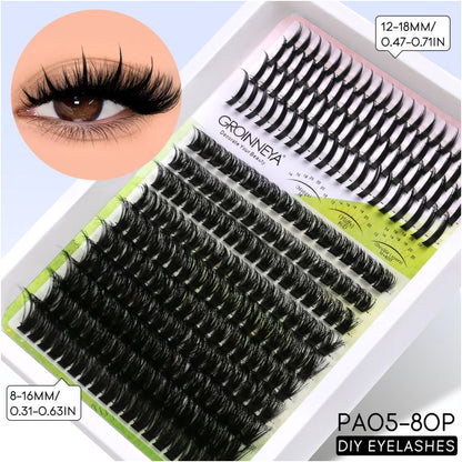 GROINNEYA Single Cluster Manga Eyelash Natural Simulation Thick Curly Asian Spicy Girl Style Daily Mixed Set