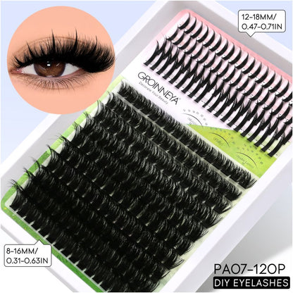 GROINNEYA Single Cluster Manga Eyelash Natural Simulation Thick Curly Asian Spicy Girl Style Daily Mixed Set