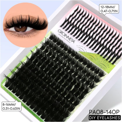GROINNEYA Single Cluster Manga Eyelash Natural Simulation Thick Curly Asian Spicy Girl Style Daily Mixed Set