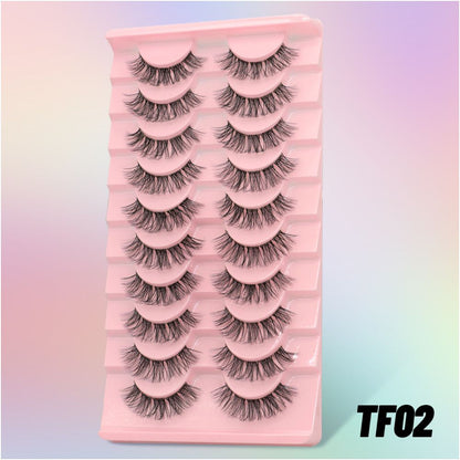 Light Thai Makeup Sunflower False Eyelash 10 Pair Set Female Tuanfei Mixed Blood 3D Eyelash Little Devil Eyelash Barbie Big Eyes