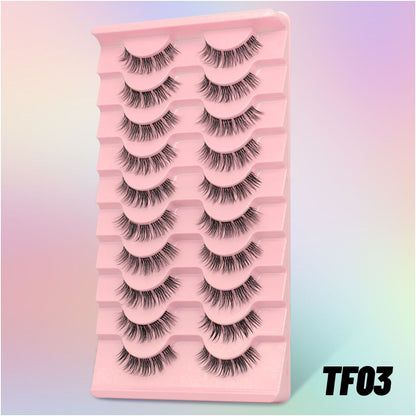 Light Thai Makeup Sunflower False Eyelash 10 Pair Set Female Tuanfei Mixed Blood 3D Eyelash Little Devil Eyelash Barbie Big Eyes