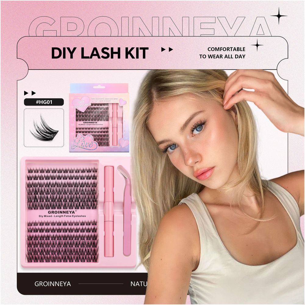 GROINNEYA American style messy cross thick single cluster false eyelash set with brand new packaging and portable strap image 3