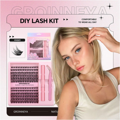 GROINNEYA American style messy cross thick single cluster false eyelash set with brand new packaging and portable strap image 3