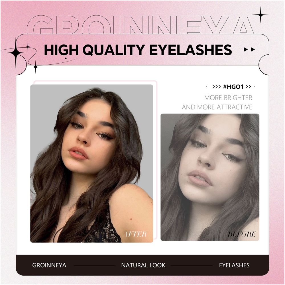 GROINNEYA American style messy cross thick single cluster false eyelash set with brand new packaging and portable strap image 4