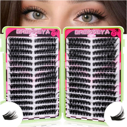 GROINNEYA504 cluster large capacity eyelash book Asian mixed race style thick and curled cat eye effect American makeup look image 1
