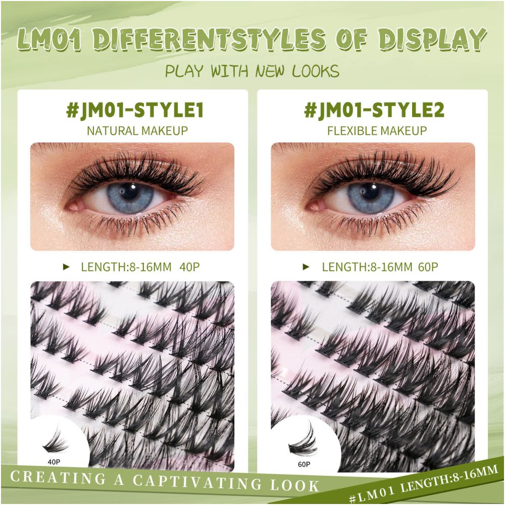 GROINNEYA504 cluster large capacity eyelash book Asian mixed race style thick and curled cat eye effect American makeup look image 4
