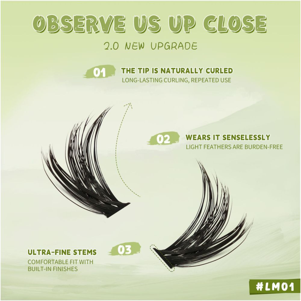 GROINNEYA504 cluster large capacity eyelash book Asian mixed race style thick and curled cat eye effect American makeup look image 5