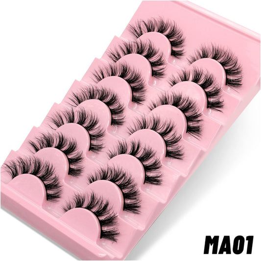 American Sweetheart False Eyelash 7 pairs of European and American Barbie Curling Eyelash False Eyelash Y2K Spicy Girl Style Little Devil Eyelash