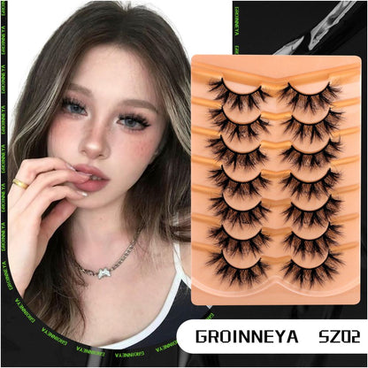 GROINNEYA premium D curled super curly thick light Asian spicy girl mink fur texture fake eyelashes whole