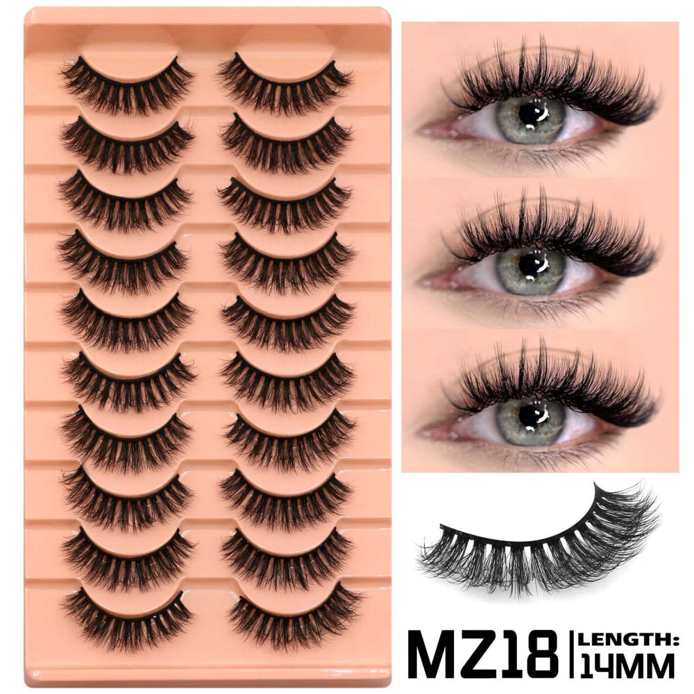 GROINNEYA 10 pairs of Asian style spicy girls with full thick eyelashes mixed race Asian photographed on camera