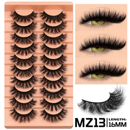 GROINNEYA 10 pairs of Asian style spicy girls with full thick eyelashes mixed race Asian photographed on camera