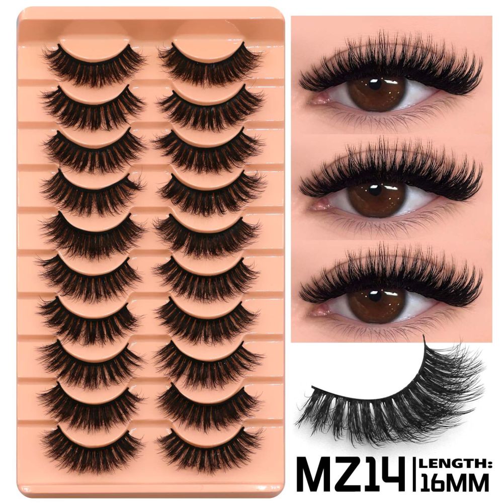 GROINNEYA 10 pairs of Asian style spicy girls with full thick eyelashes mixed race Asian photographed on camera