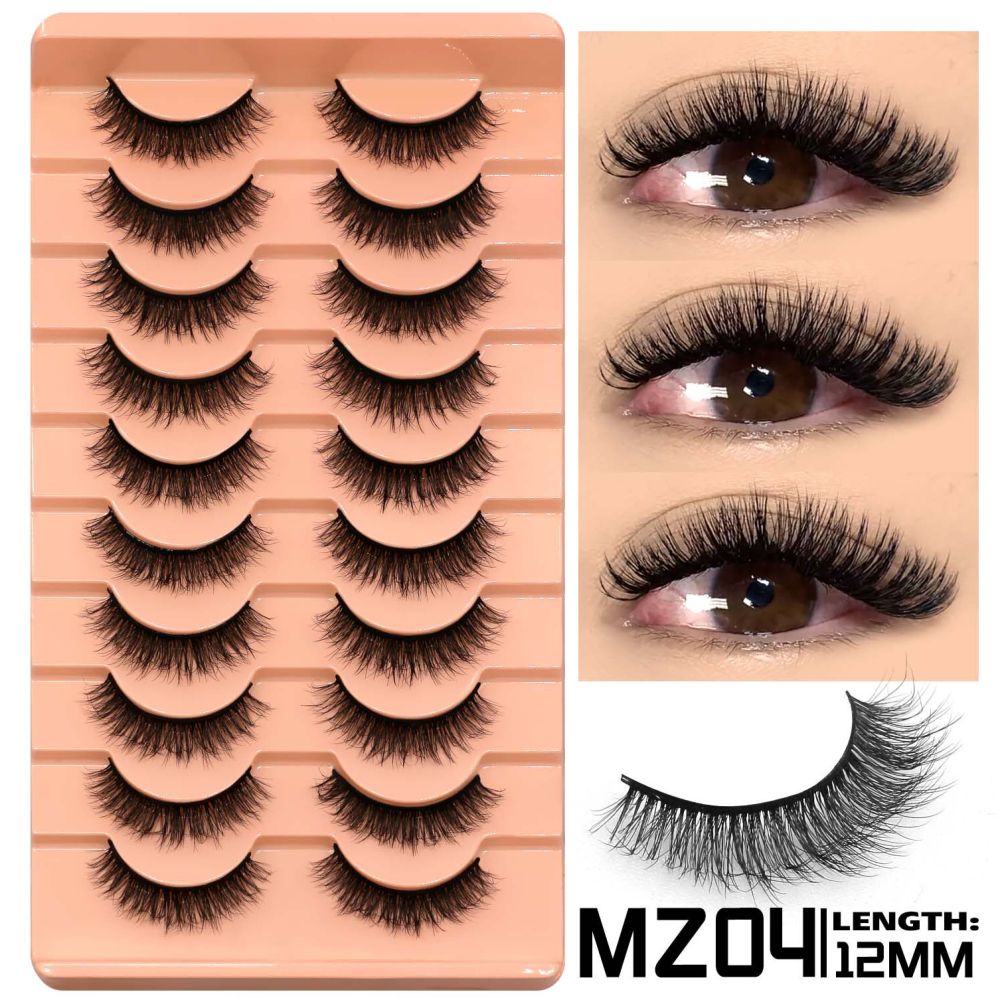 GROINNEYA 10 pairs of Asian style spicy girls with full thick eyelashes mixed race Asian photographed on camera