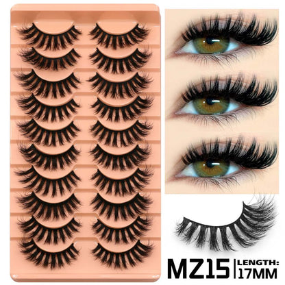GROINNEYA 10 pairs of Asian style spicy girls with full thick eyelashes mixed race Asian photographed on camera