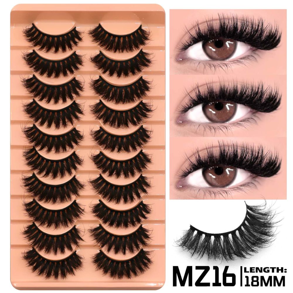 GROINNEYA 10 pairs of Asian style spicy girls with full thick eyelashes mixed race Asian photographed on camera