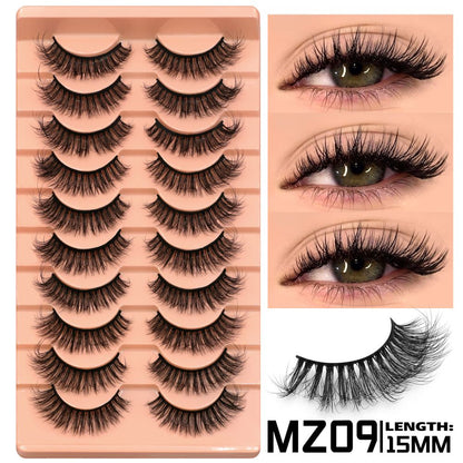 GROINNEYA 10 pairs of Asian style spicy girls with full thick eyelashes mixed race Asian photographed on camera