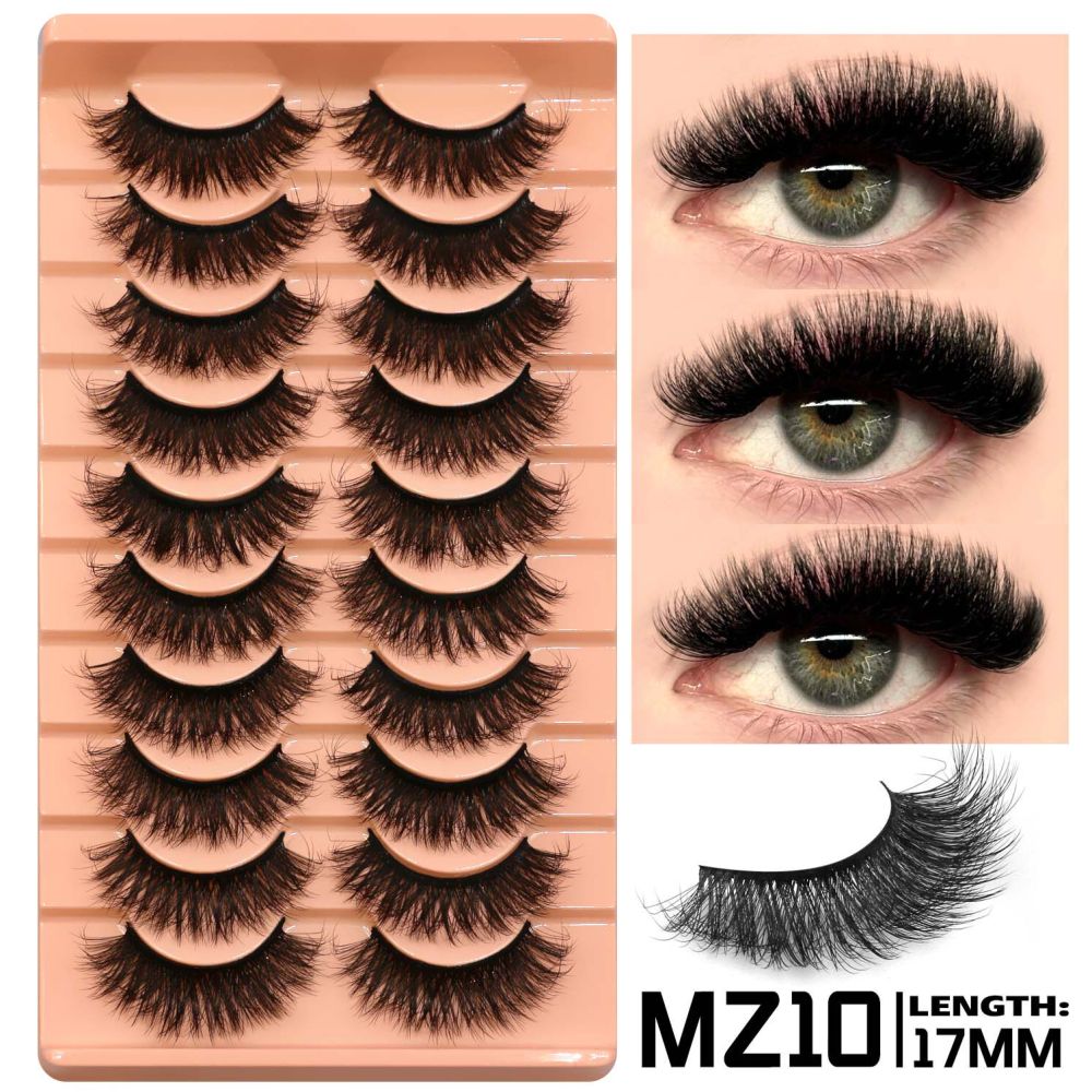 GROINNEYA 10 pairs of Asian style spicy girls with full thick eyelashes mixed race Asian photographed on camera