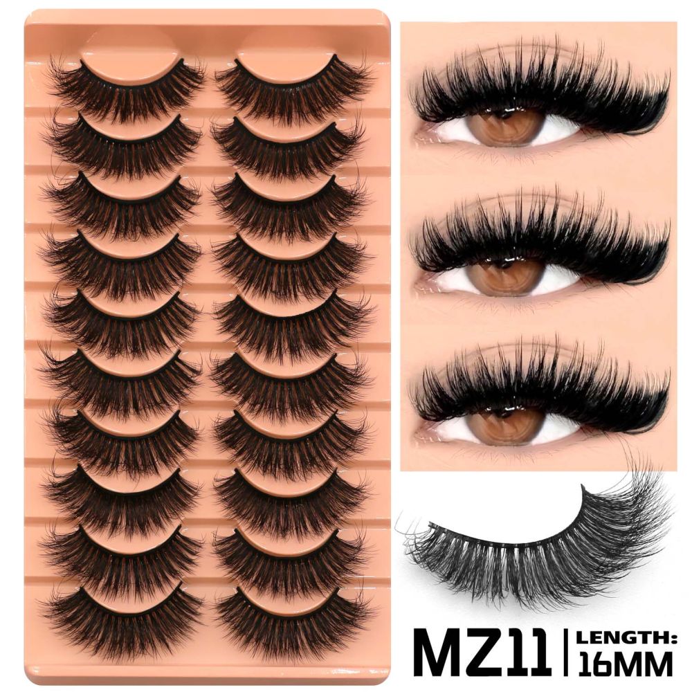 GROINNEYA 10 pairs of Asian style spicy girls with full thick eyelashes mixed race Asian photographed on camera