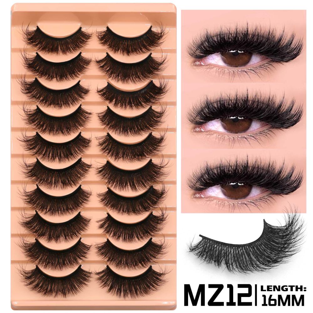 GROINNEYA 10 pairs of Asian style spicy girls with full thick eyelashes mixed race Asian photographed on camera