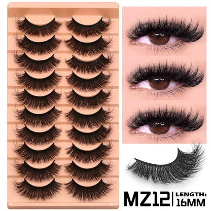 GROINNEYA 10 pairs of Asian style spicy girls with full thick eyelashes mixed race Asian photographed on camera