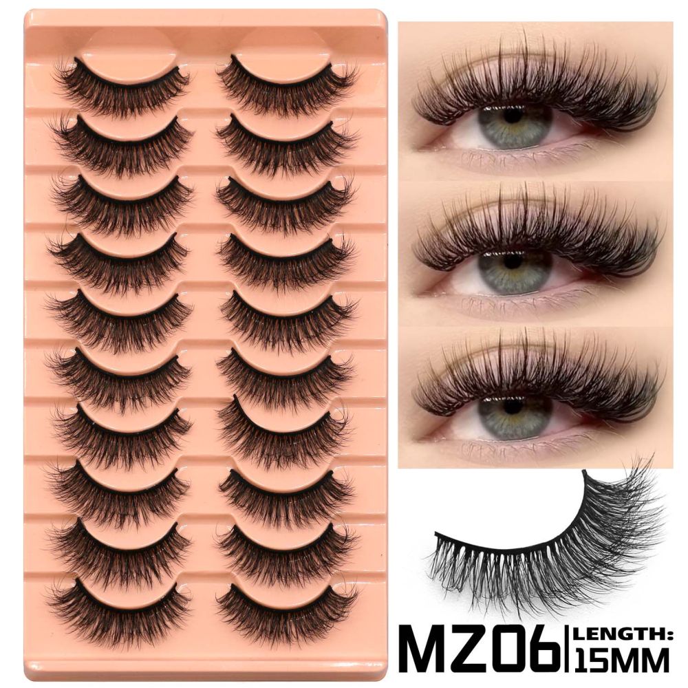 GROINNEYA 10 pairs of Asian style spicy girls with full thick eyelashes mixed race Asian photographed on camera