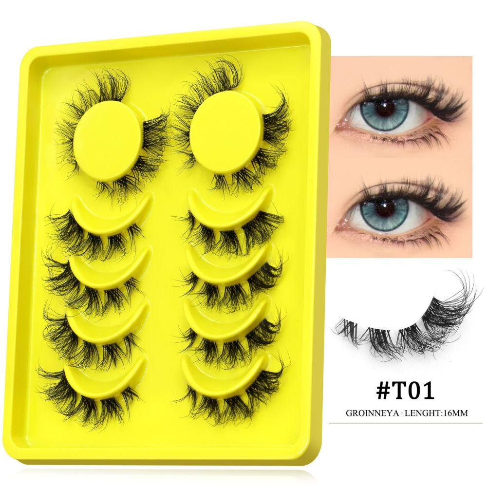 GROINNEYA Clear and Cold Fox Eyes Worldly Disgusting and Shattered Transparent Meme False Eyelash Natural Light and Quick Makeup