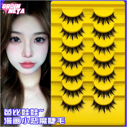 Little devil Barbie eyelashes cosplay European and American hybrid electric eye Barbie fake eyelashes internet famous pointed tail wild hard stem thick image 1