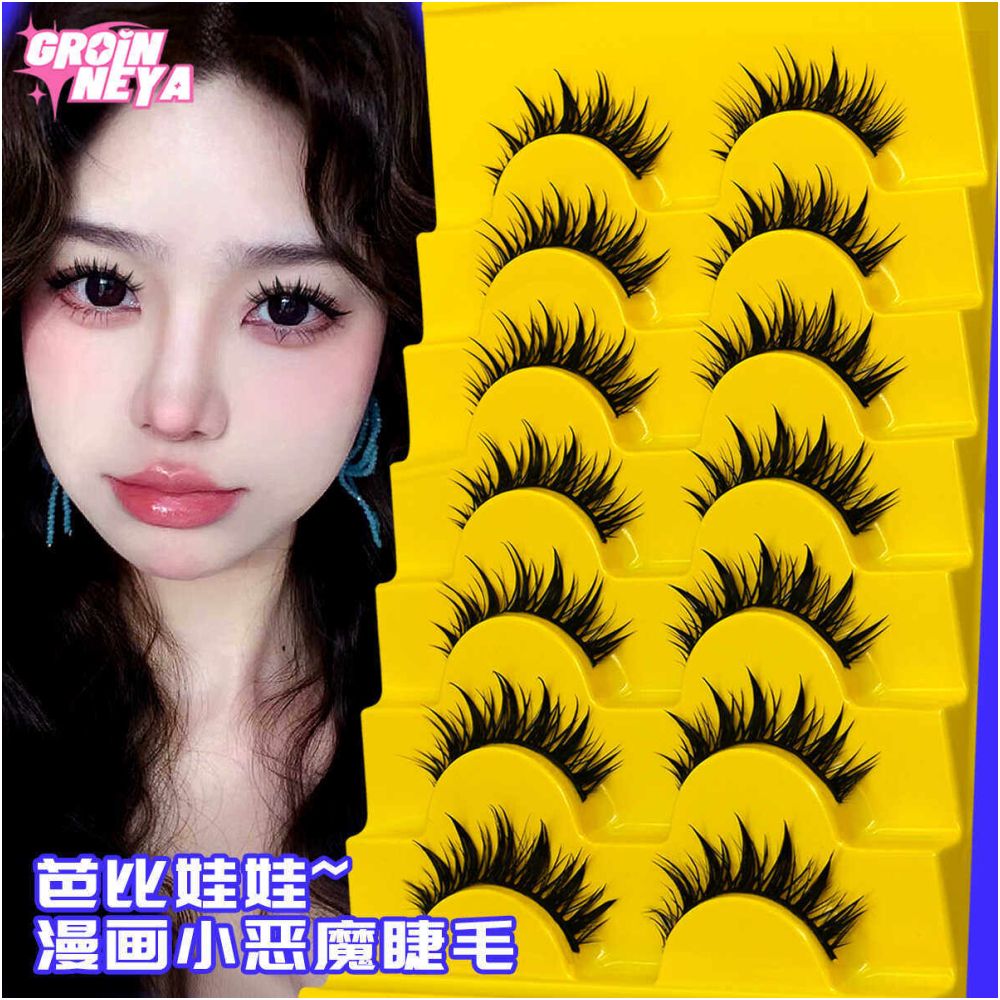 Little devil Barbie eyelashes cosplay European and American hybrid electric eye Barbie fake eyelashes internet famous pointed tail wild hard stem thick image 2