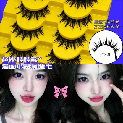 Little devil Barbie eyelashes cosplay European and American hybrid electric eye Barbie fake eyelashes internet famous pointed tail wild hard stem thick image 4