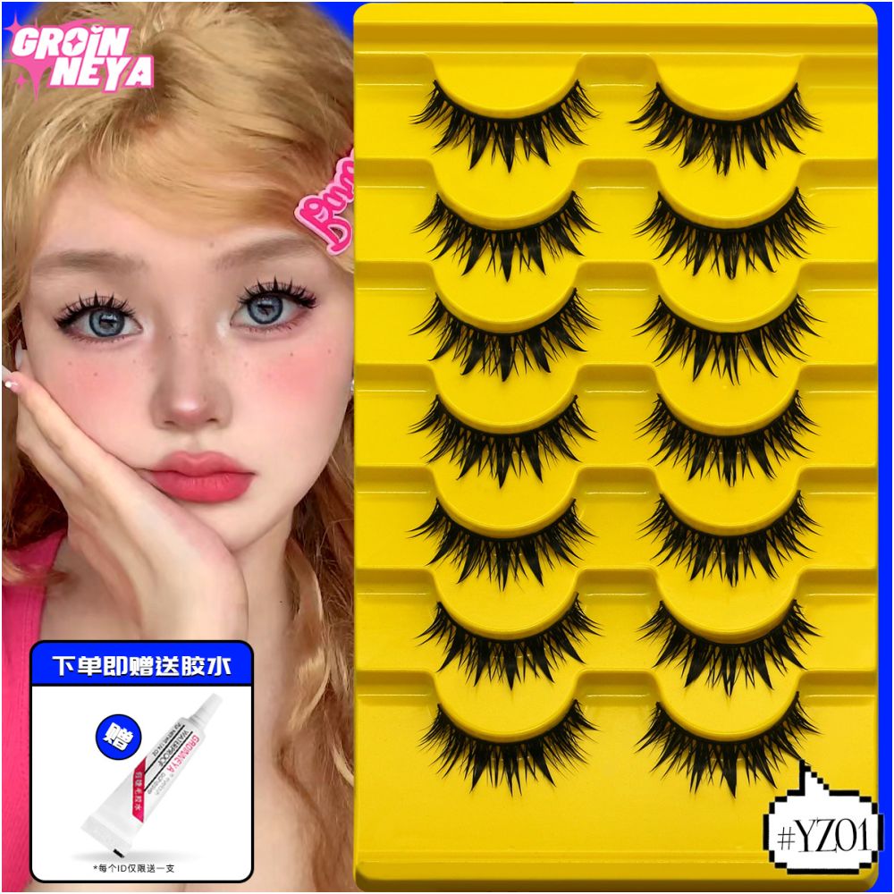Little devil Barbie eyelashes cosplay European and American hybrid electric eye Barbie fake eyelashes internet famous pointed tail wild hard stem thick