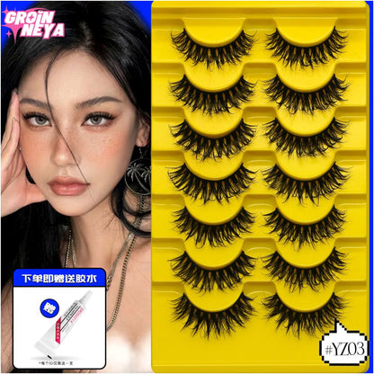Little devil Barbie eyelashes cosplay European and American hybrid electric eye Barbie fake eyelashes internet famous pointed tail wild hard stem thick