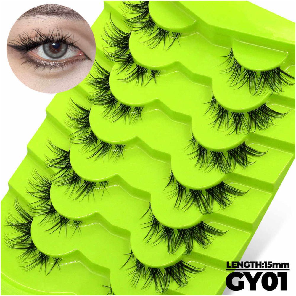 Fox style False Eyelash Barbie Manga Eyelash Tail with Long Curling Little Devil Girl Group Whole Segmentable False Eyelash