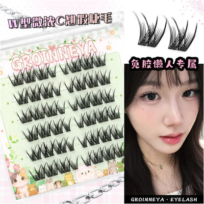 GROINNEYA Non Glue False Eyelash Micro Thick Asian Non Glue Self Adhesive False Eyelash Women s Natural Style 2025 New Edition image 0